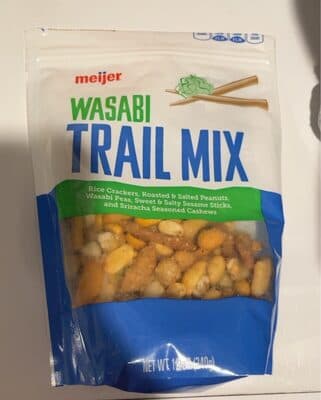 Wasabi Rice Crackers, Roasted & Salted Peanuts, Wasabi Peas, Sweet & Salty Sesame Sticks, And Sriracha Seasoned Cashews Trail Mix