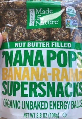 Banana-Rama 'Nana Pops Supersnacks Organic Unbaked Energy Balls