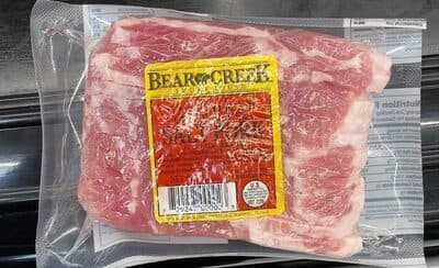 Uncooked cured sliced salt pork