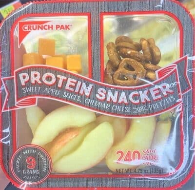 Sweet Apple Slices, Cheddar Cheese and Pretzels Protein Snacker