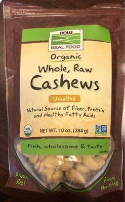 Unsalted Organic Whole Raw Cashews