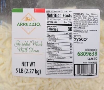 Shredded Whole Milk Cheese