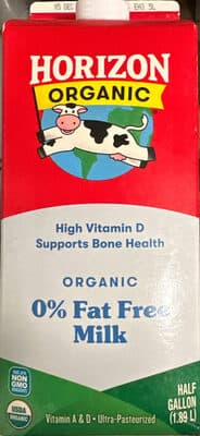 Organic High Vitamin D Pasture-Raised Fat-Free Milk