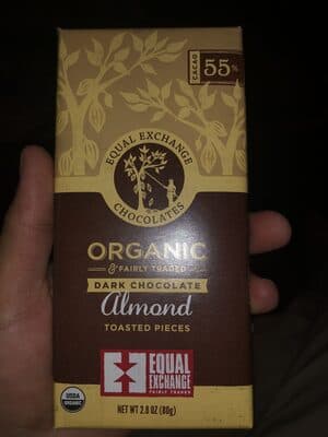 Almond Toasted Pieces Organic 55% Cacao Dark Chocolate
