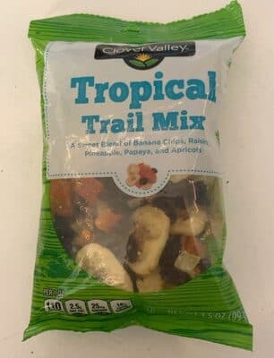 Tropical A Sweet Blend Of Banana Chips, Raisins, Pineapple, Papaya, And Apricots Trail Mix