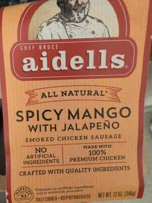 Aidells Smoked Chicken Sausage, Spicy Mango with Jalapeno