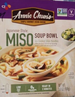Japanese-Style Miso with Cooked Udon Noodles Soup Bowl