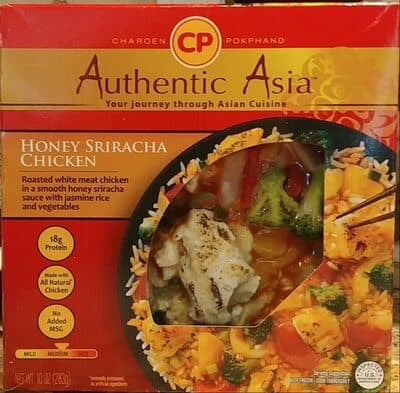 Roasted White Meat Chicken in a Smooth Honey Sriracha Sauce with Jasmine Rice and Vegetables