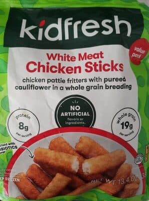 White Meat Chicken Sticks Pattie Fritters With Pureed Cauliflower In A Whole Grain Breading