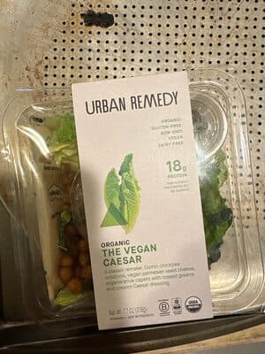 The Vegan Caesar Cumin Chickpea Croutons, Cured Parmesan Seed Cheese With Tossed Greens, And Creamy Caesar Dressing With A Lemon Kick