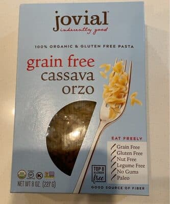 Grain Free 100% Organic & Gluten Free Pasta, Cassava Orzo
