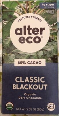 Classic Blackout 85% Cacao Organic Dark Chocolate