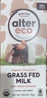 Organic Chocolate Grass Fed Milk with Salted Almonds