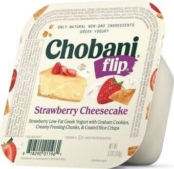Strawberry Cheesecake Low-Fat Greek Yogurt With Graham Cookies, Creamy Frosting Chunks & Coated Rice Crisps