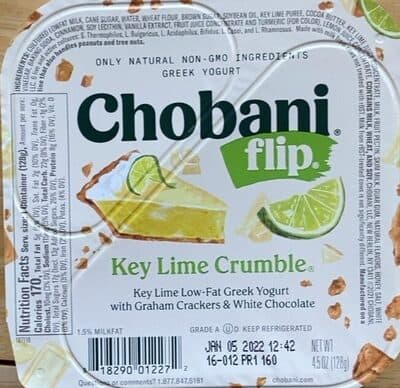 Key Lime Crumble Low-Fat Greek Yogurt with Graham Crackers & White Chocolate
