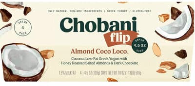 Coconut Low-Fat Greek Yogurt With Honey Roasted Salted Almonds & Dark Chocolate