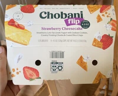 Strawberry Cheesecake Low-Fat Greek Yogurt With Graham Cookies, Creamy Frosting Chunks & Coated Rice Crisps