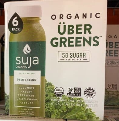 Organic Cucumber, Celery, Grapefruit, Green Chard, Green Leaf Lettuce, Lemon Kale Spinach Parsley Uber Greens Mint Tea, Fruit & Vegetable Juice Smoothie