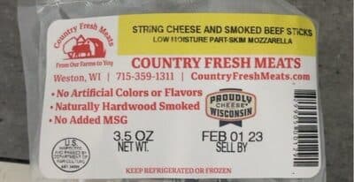 String Cheese And Smoked Beef Sticks Low Moisture Part-Skim Mozzarella