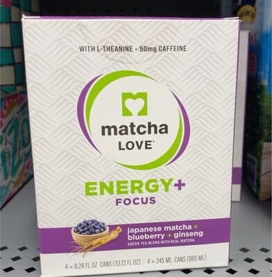 Energy Focus Japanese Matcha Blueberry Ginseng Green Tea Blend With Real Matcha