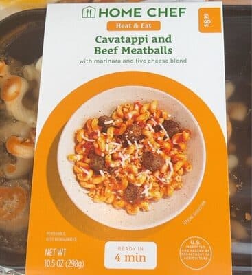Cavatappi and beef meatballs