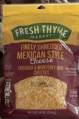 Finely Shredded Mexican Style Cheese Cheddar & Monterey Jack Cheeses