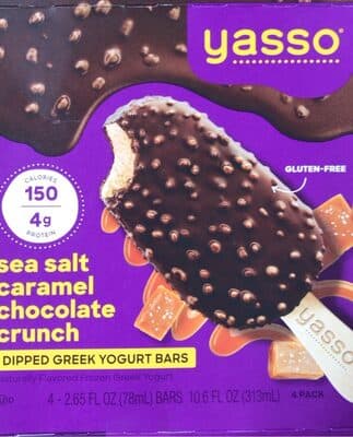 Sea Salt Caramel Chocolate Crunch Flavored Dipped Greek Yogurt Bars