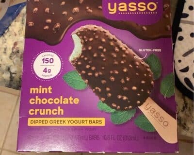 Mint Chocolate Crunch Flavored Dipped Frozen Greek Yogurt Bars