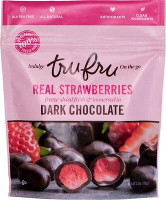 Dark Chocolate 54% Cacao Nature's Strawberries Hyper-Dried Fresh in Dark Chocolate