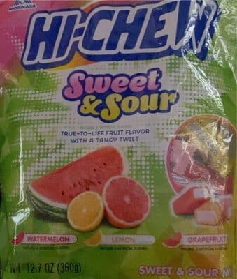 Sweet & Sour Mix Watermelon, Lemon, Grapefruit Fruit Chews