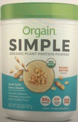 Simple Plant Protein 20 G Powder, Peanut Butter