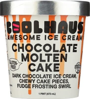 Chocolate Molten Cake Chocolate Ice Cream With Cake Truffle Pieces & A Chocolate Frosting Swirl