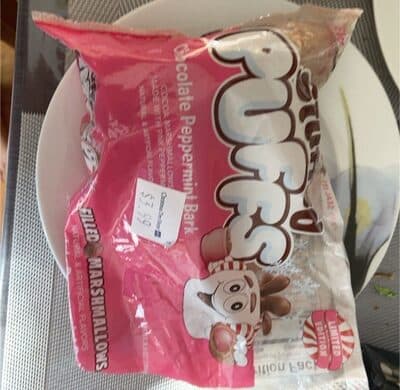 Chocolate Peppermint Bark Cocoa Marshmallows Filled with Pink Peppermint