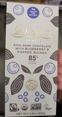 Rich Dark Chocolate With Blueberry & Popped Quinoa, 85% Cocoa