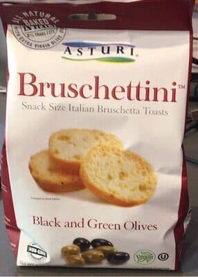 Black And Green Olives Snack Size Italian Bruschetta Toasts