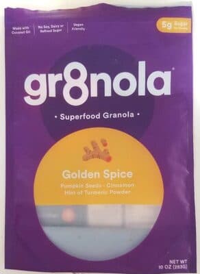 Golden Spice Pumpkin Seeds, Cinnamon, Hint of Turmeric Powder Superfood Granola
