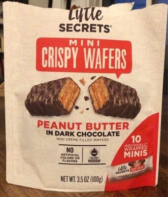Peanut Butter in Dark Chocolate Mini Creme Filled Crispy Wafers