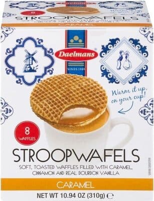 Caramel Soft, Toasted Waffles Filled With Caramel, Cinnamon And Real Bourbon Vanilla Stroopwafels