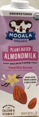 VANILLA BEAN FLAVORED UNSWEETENED ORGANIC PLANT-BASED ALMONDMILK, VANILLA BEAN