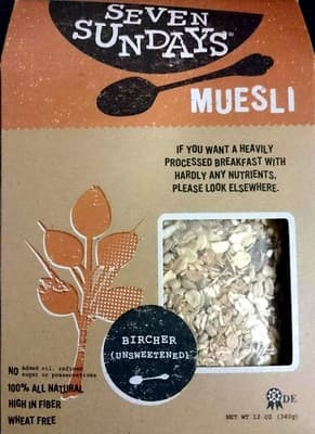 SEVEN SUNDAYS, UNSWEETENED BIRCHER MUESLI