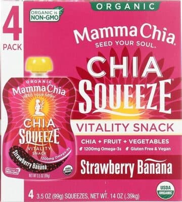 Strawberry Banana Organic Chia Squeeze Vitality Snack