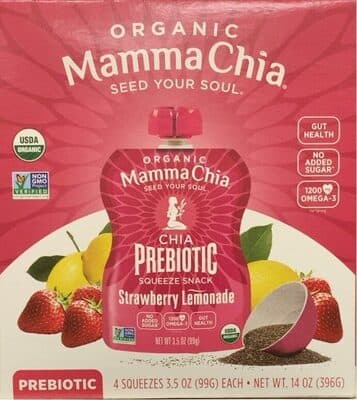 Strawberry Lemonade Chia Prebiotic Squeeze Snack