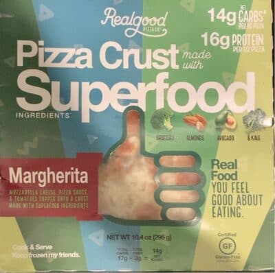 Margherita Mozzarella Cheese, Pizza Sauce, & Tomatoes Topped Onto A Crust Made With Superfood Ingredients
