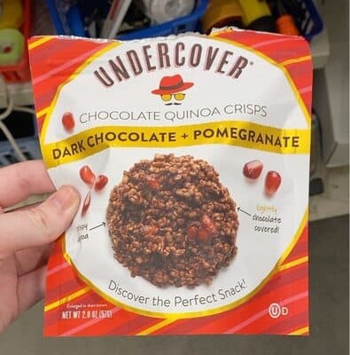 Dark Chocolate + Pomegranate Crispy Quinoa Lightly Covered With Premium Chocolate