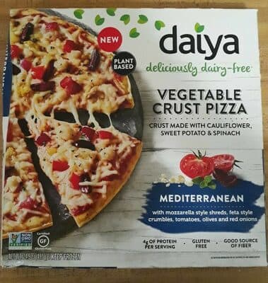 Mediterranean With Mozzarella Style Shreds, Feta Style Crumbles, Tomatoes, Olives And Red Onions Vegetable Crust Pizza