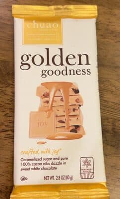 Caramelized Sugar and Pure 100% Cacao Nibs Dazzle in Sweet White Chocolate