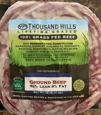92% Lean 8% Fat 100% Grass Fed Ground Beef