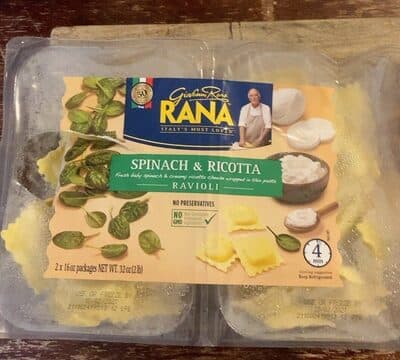 Spinach & Ricotta Fresh Baby Spinach & Creamy Ricotta Cheese Wrapped In Thin Pasta Ravioli