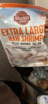 PEELED AND DEVEINED, TAIL-ON EXTRA LARGE UNCOOKED SHRIMP