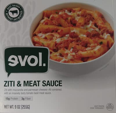 Ziti & Meat Sauce with Mozzarella and Parmesan Cheeses All Combined with an Insanely Tasty Tomato Basil Meat Sauce